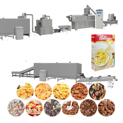 SS304 Linea di produzione di fiocchi di mais Estrusore alimentare a fiocchi 300 kg/h Trasformazione dei cereali